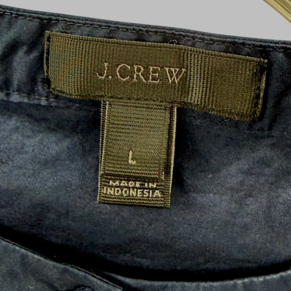 J.Crew Navy Blue Eyelet Embroidered Bell Sleeve Tunic Midi Dress Women's Large - Picture 6 of 11